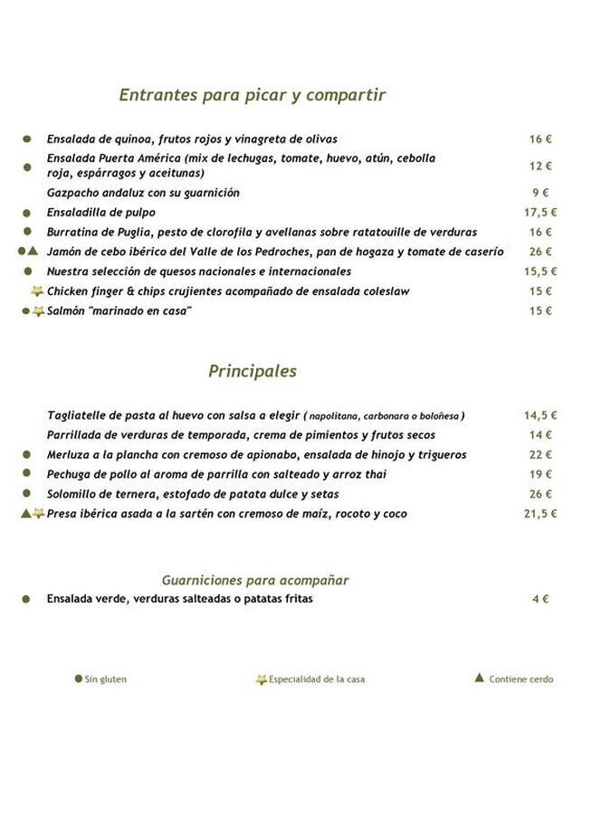 Carta del restaurante Karrara Terrasse en Madrid
